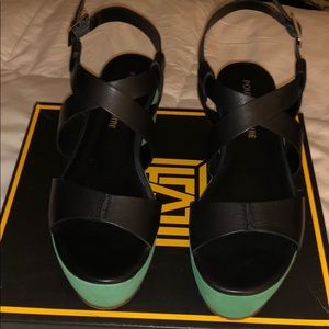 Pour La Victoire leather & suede platform sandal.